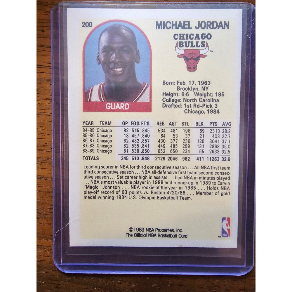 Michael Jordan 1989-1990 NBA Hoops #200 - Chicago Bulls - NBA - Picture 2 of 2